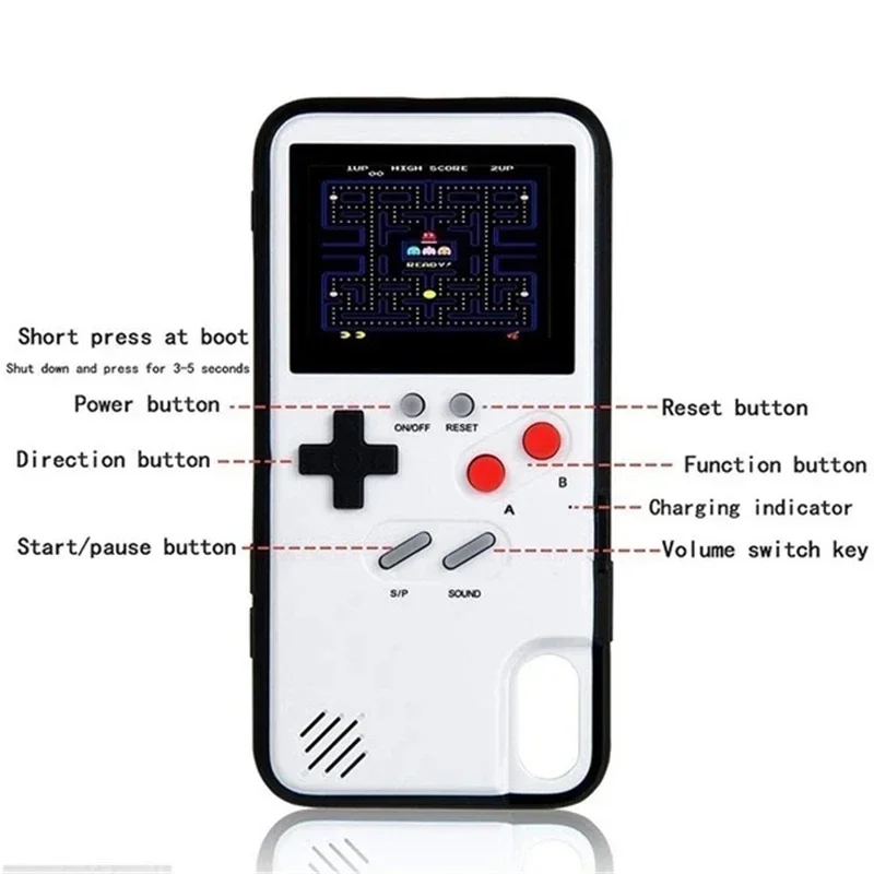 Etui na telefon 2 w 1 Gameboy 36 Games do iPhone 13 14 15 Pro Max 12 Mini 11 XR X XS 8 7 Plus 15Pro i15 Game Boy Shockproof Cover