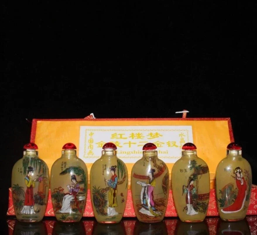 China Coloured glaze Twelve beautiful women snuff bottle A set