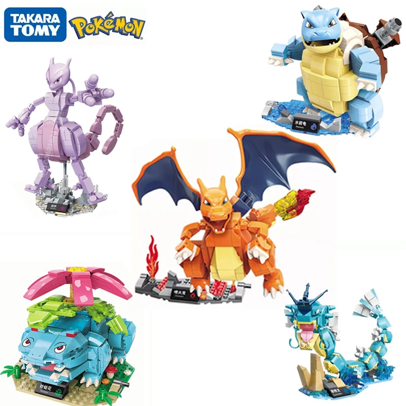 2022 Classic Anime Pokemon Center House Pikachu Mewtwo Charizard Venusaur Building Blocks Bricks Sets Model DIY Toy For Gift