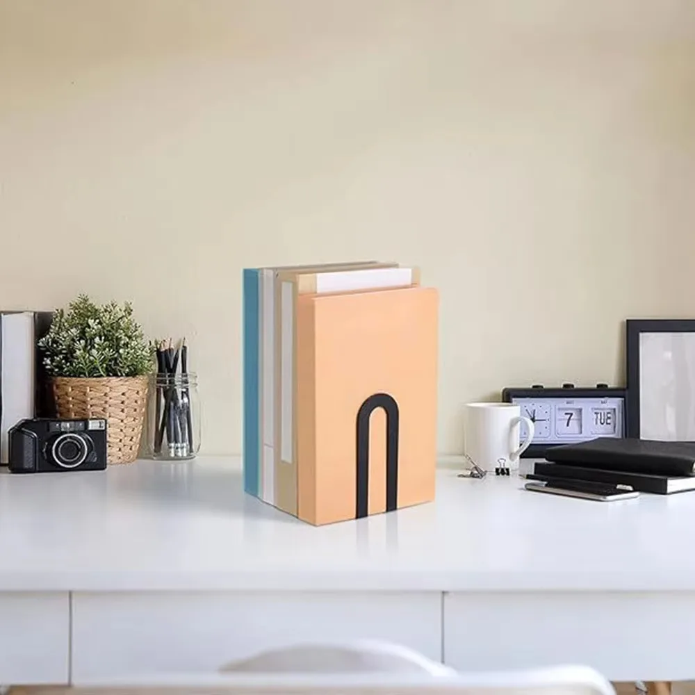 2PCS INS L-Shaped Desk Bookends Thickened Non-Slip Book Support Rack Durable Metal Book Stand Office Documents