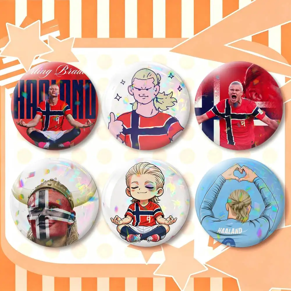 Sports E-Erling H-Haaland  25 32 44 58 75mm Badges Personalized Round Brooches Pins Accessory Gift