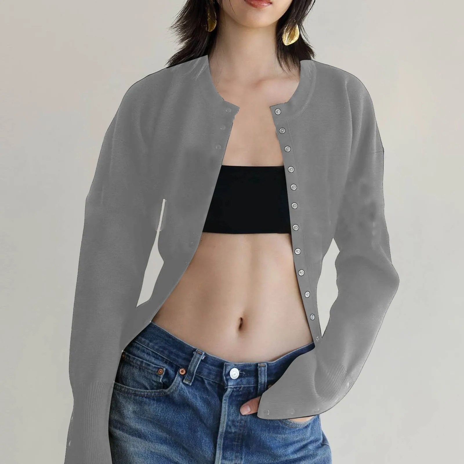 Fashion Women Ribbed Knit Cardigan Sweater Korean Style Clothing Slim Fit Single-breasted Top Autumn Winter Trendy Female Clothe