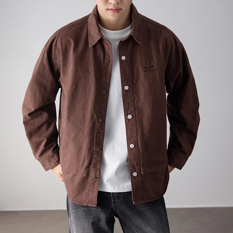 

Spring Autumn Cargo Shirts Cityboy Japanese Streetwear Men Washed Cotton Long Sleeve Loose Casual Plus Size Oversize Shirt Coat