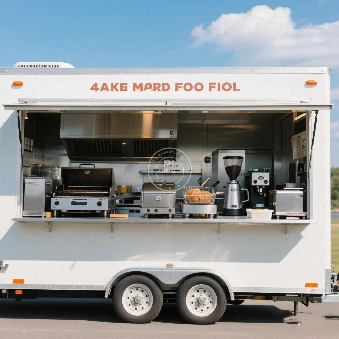 

Mobile Food Tuck In USA Pizza BBQ Coffee Hamburger Cart Food Trailer With car accessories