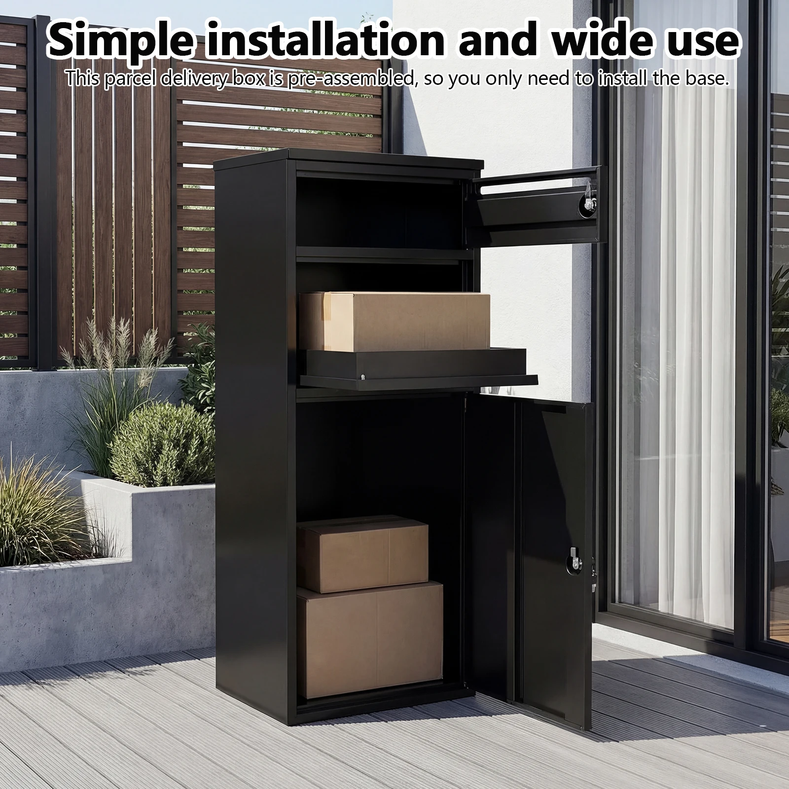 

Оцинкованный стальной защищенный от кражи почтовый ящик для доставки посылок с замком, уличный ящик для получения пакетов на крыльце дома или у дороги