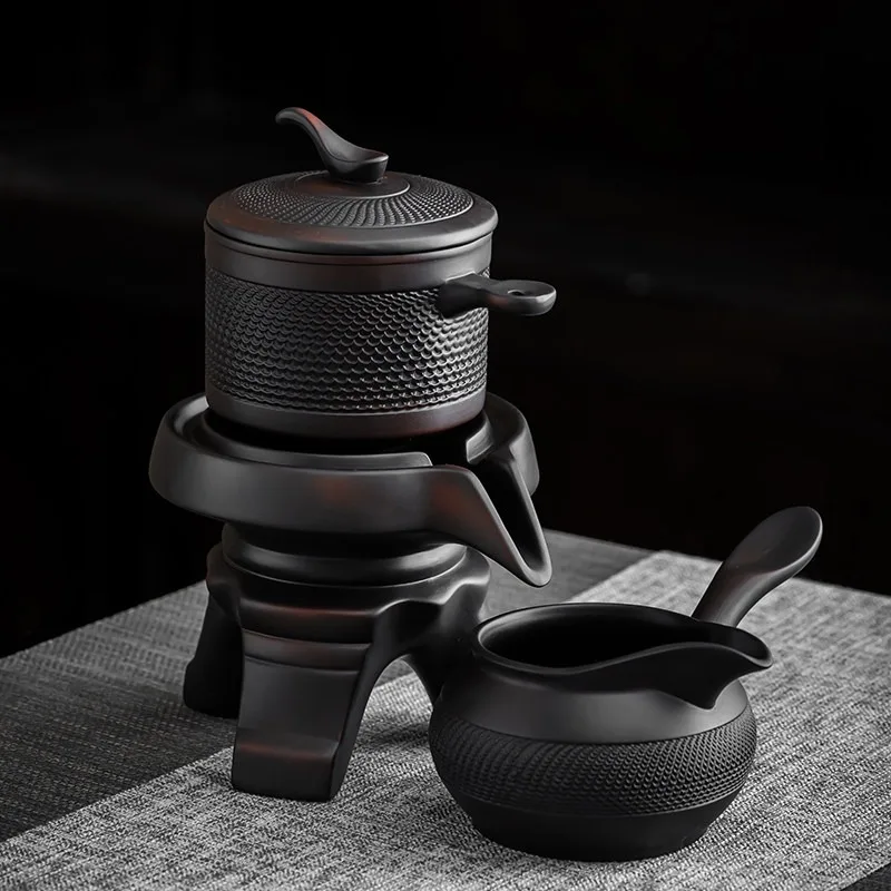 Anti-scalding automatic tea set office high-end guest stone grinding teapot Kung Fu