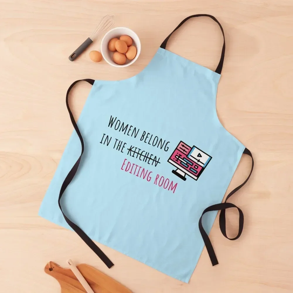 

Women Belong in the Editing Room Apron Chef jacket men Women Kitchen Chef Uniform Woman Apron