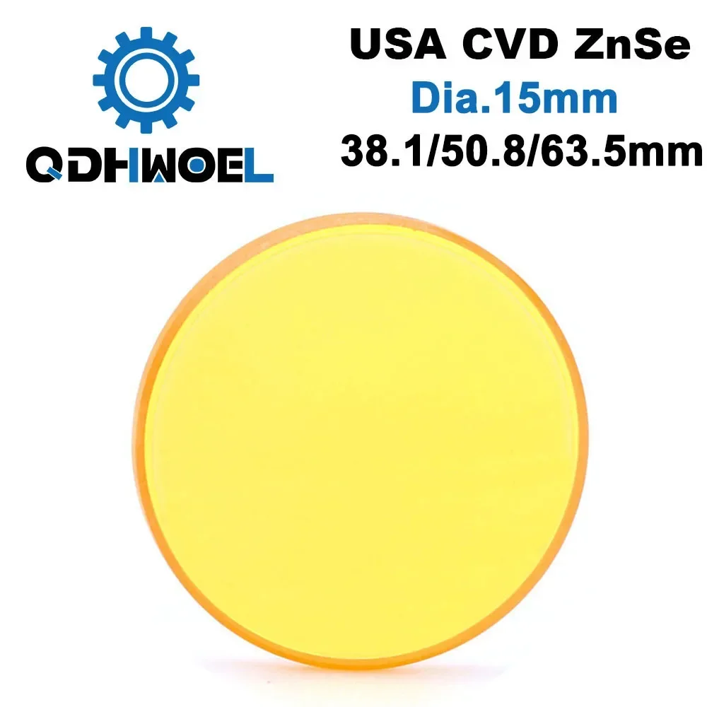 QDHWOEL USA CVD ZnSe Laser Focus Lens DIA 15 FL 38.1 50.8 63.5 mm Focus for Co2 Laser Engraving Cutting Machine