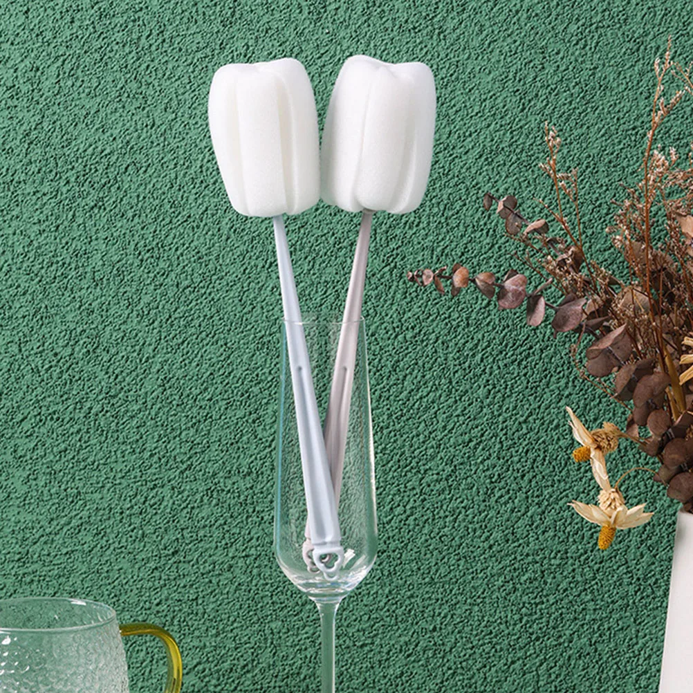 

2pcs Cup Brush Bottle Cleaner Kitchen Sponge Long Handle Tender Absorbent PP Material Reusable Glass Water Bottles Milk Dishes