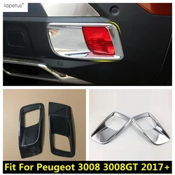 Chrome Accessories For Peugeot 3008 3008GT 2017 - 2023 Rear Trunk Bumper Fog Light Lamp Molding Cover Trim ABS Exterior Kit