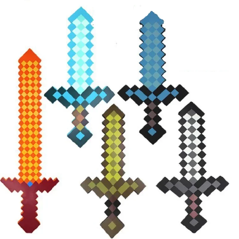 Game Minecraft Design Blue Diamond Sword My World Soft EVA Foam Toy Steve Sword Ax Kids Lovely Toys For Children Cosplay Gift