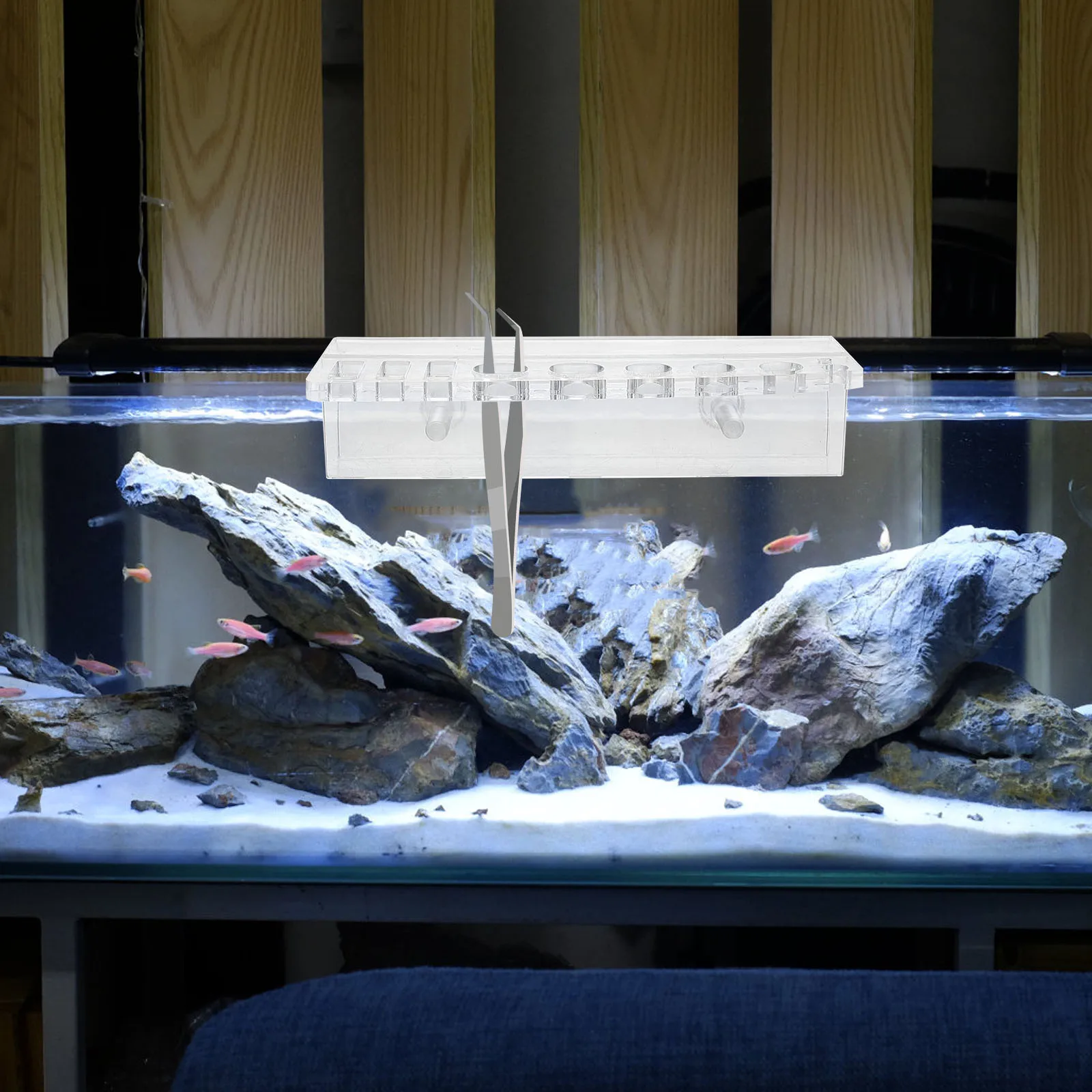 

Fish Tank Cleaning Tool Holder Rack Aquarium Tools Storage Organizer Durable Acrylic Lightweight Portable for Aquatic Plant