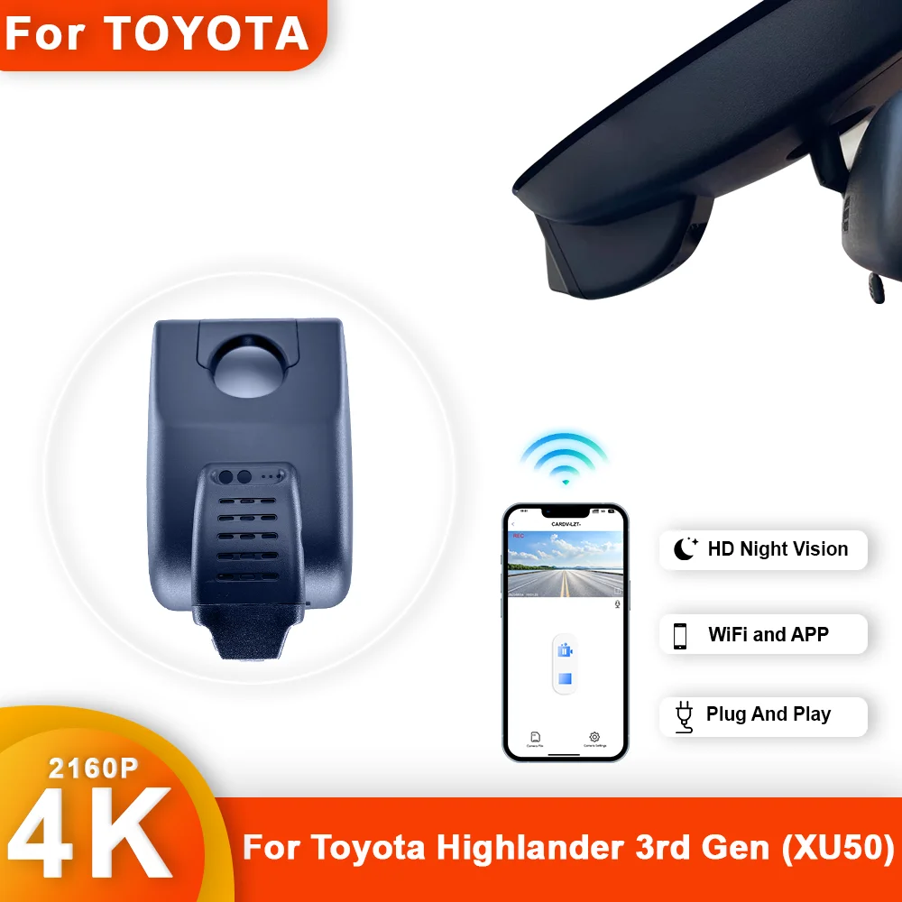 

Customized OEM 4K HD 2160P WIFi Car DVR Dual Lens For Toyota Highlander 3rd Gen XU50 20 Video Recorder Recording Devices