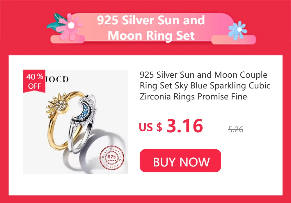 YILUOCD Sparkling Sun and Moon Adjustable Couple Rings CZ Open Promise Ring 2024 New Style Stackable Engagement Jewelry Day Gift
