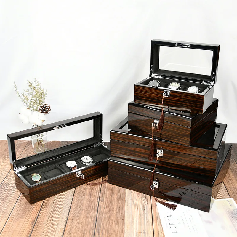 Wood Watch Box Organizer Transparent Skylight Watch Boxes Storage Case Mechanical Wrist Watches Display Collection Accessories