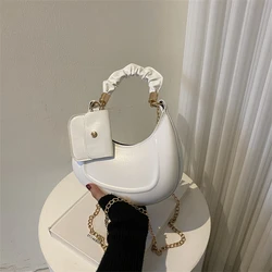 Pu Leather Handbag Fashion Women's Chain Crossbody Bag New Luxury Trendy Solid Single Shoulder Underarm Bags for Women