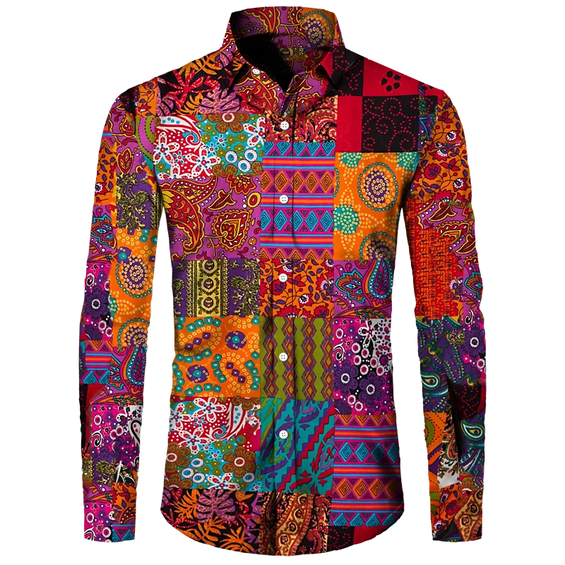 

Long Sleeve Shirt For Men Paisley Pattern 3D Printed Retro Ethnic Style Shirt For Men Women Spring Autumn Breathable Shirt Tops