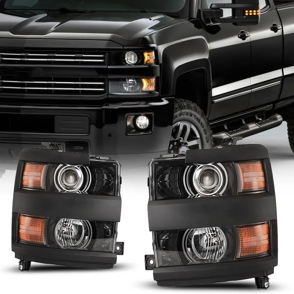 

Фары для Chevrolet Chevy Silverado 2500 3500 HD 2015-2019, фары в сборе, проектор, стиль OE, сменный указатель поворота