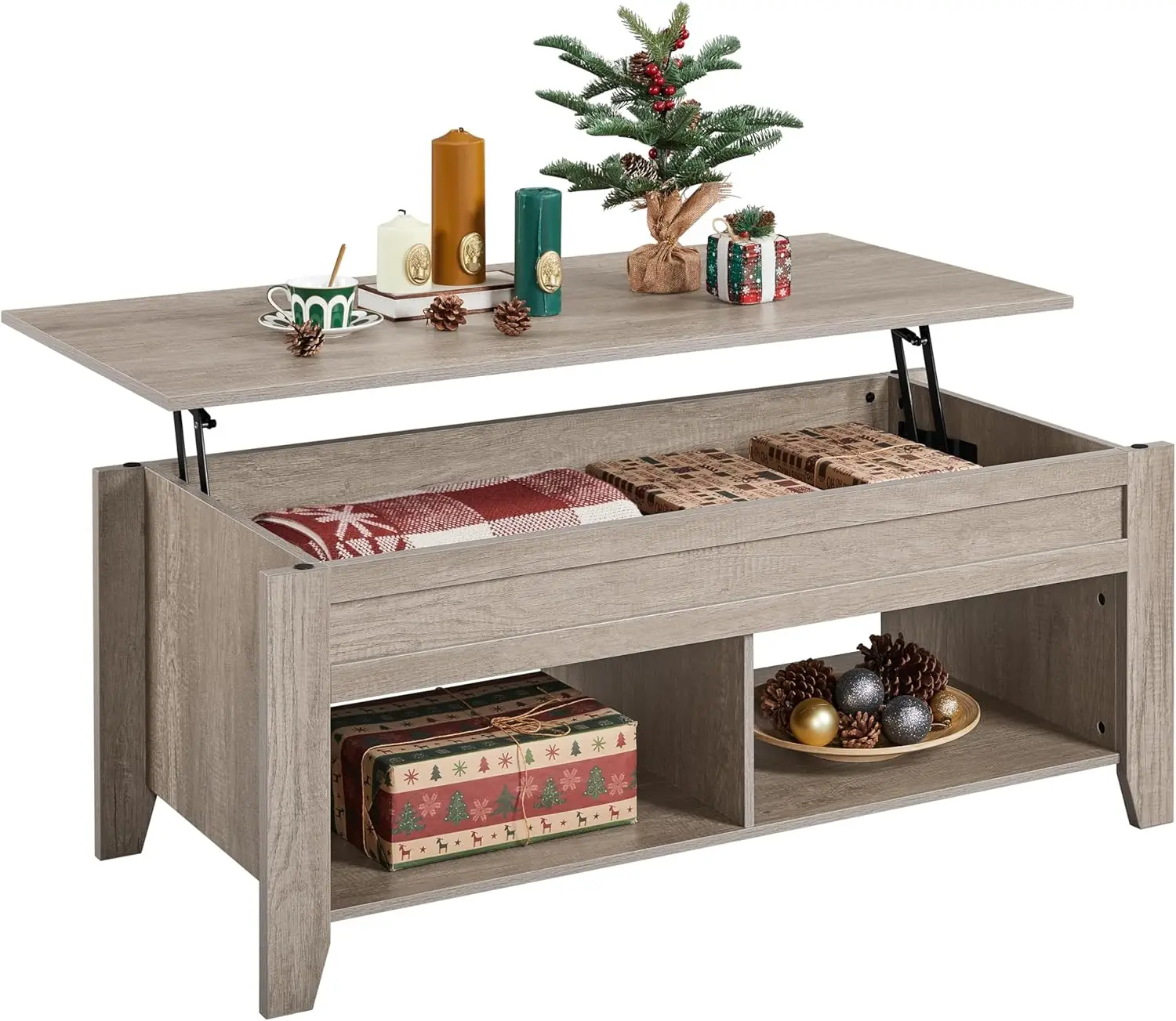 

Журнальный столик с подъемным верхом со скрытым хранилищем и нижней полкой, серый центральный стол 39,5 дюймов для гостиной и офиса