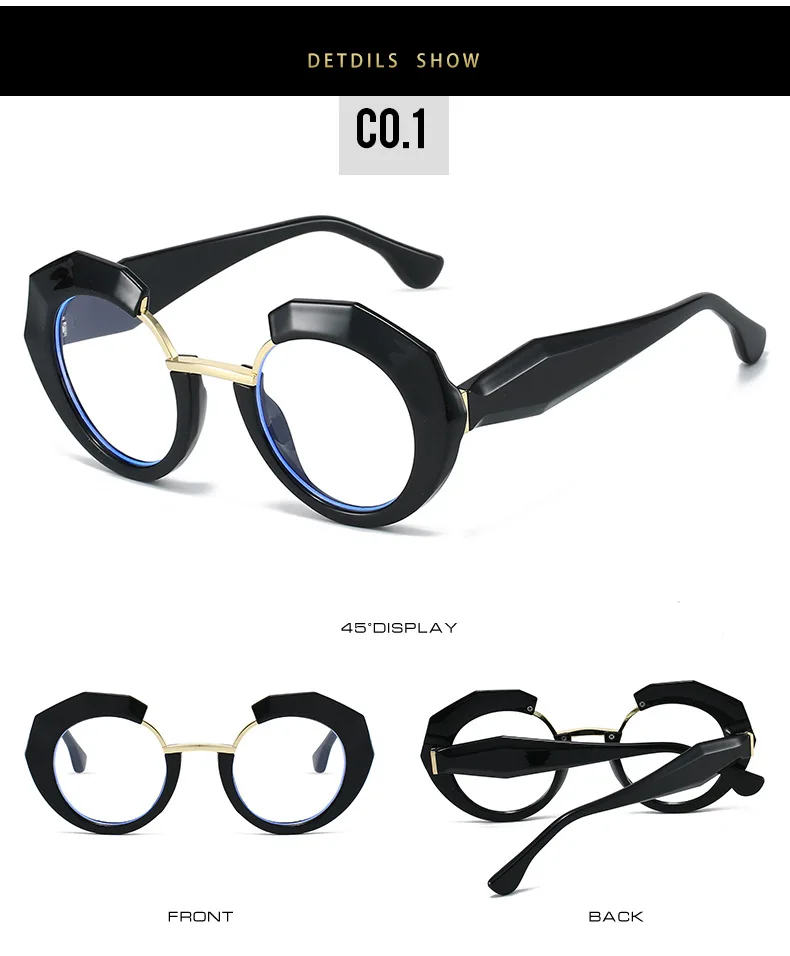 Retro Dicken Rahmen Runde frauen Presbyopie Brille Mode Anti Blau Licht Lesen Brillen Optische Verordnung Brillen – Detail 2