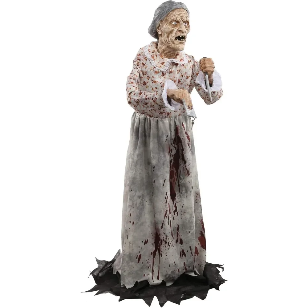 

Scary Haunted House Granny Bates Horror Decoration Animated Halloween Prop