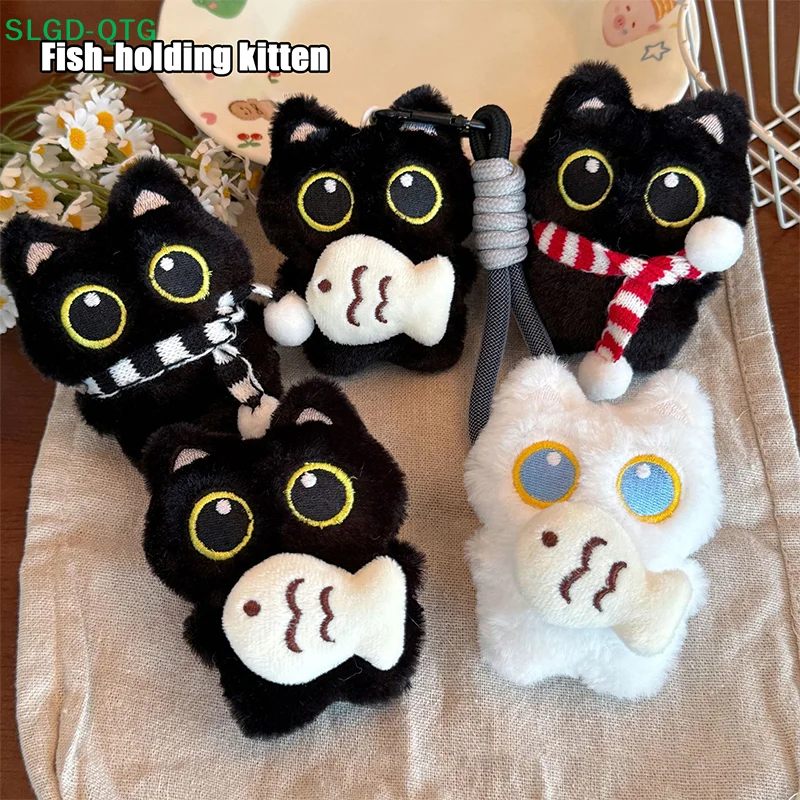 

Hot！Cool Plush Black Cat Doll Toy Keychain Bag Pendant Charms Car Keyring Accessories For Women Couples Kawaii Gift