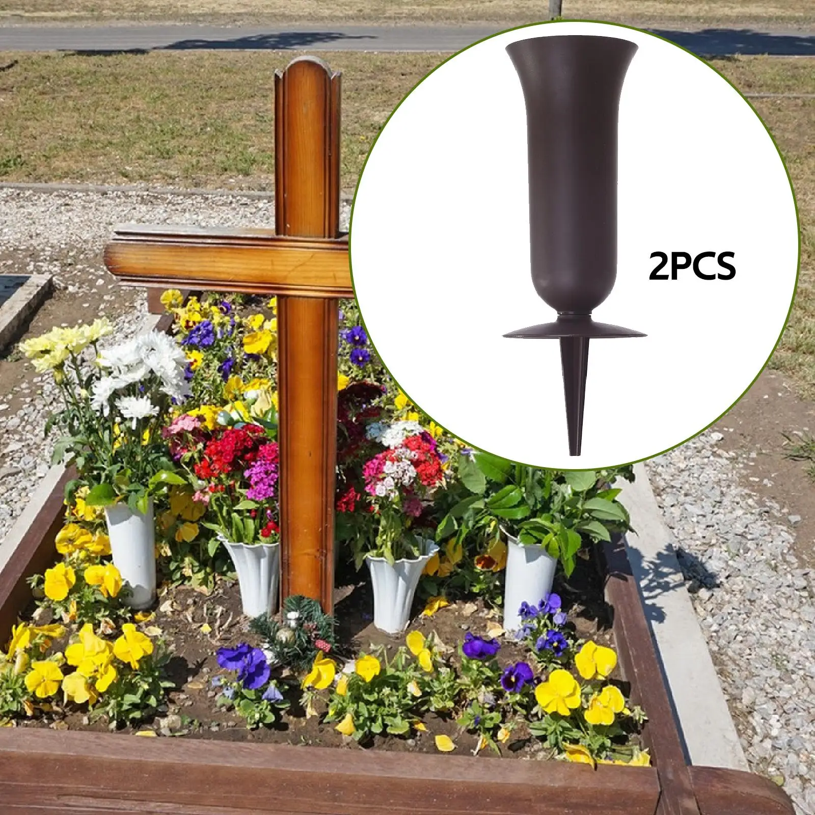 2Pcs Cemetery Vase Memorial Vase Decoration Outdoor Container Easy Installation Supplies Convenient Funeral Flower Holder