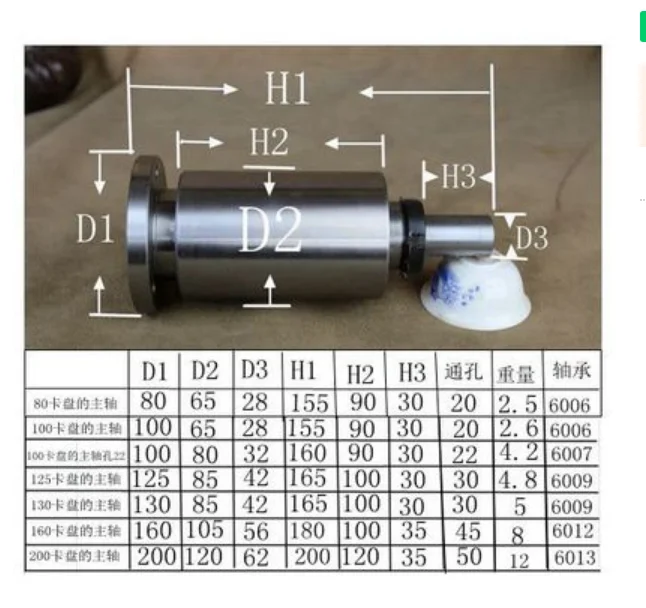 80/100/125/160 small lathe spindle, high-strength screw connection, woodworking lathe, headstock assembly, with flange