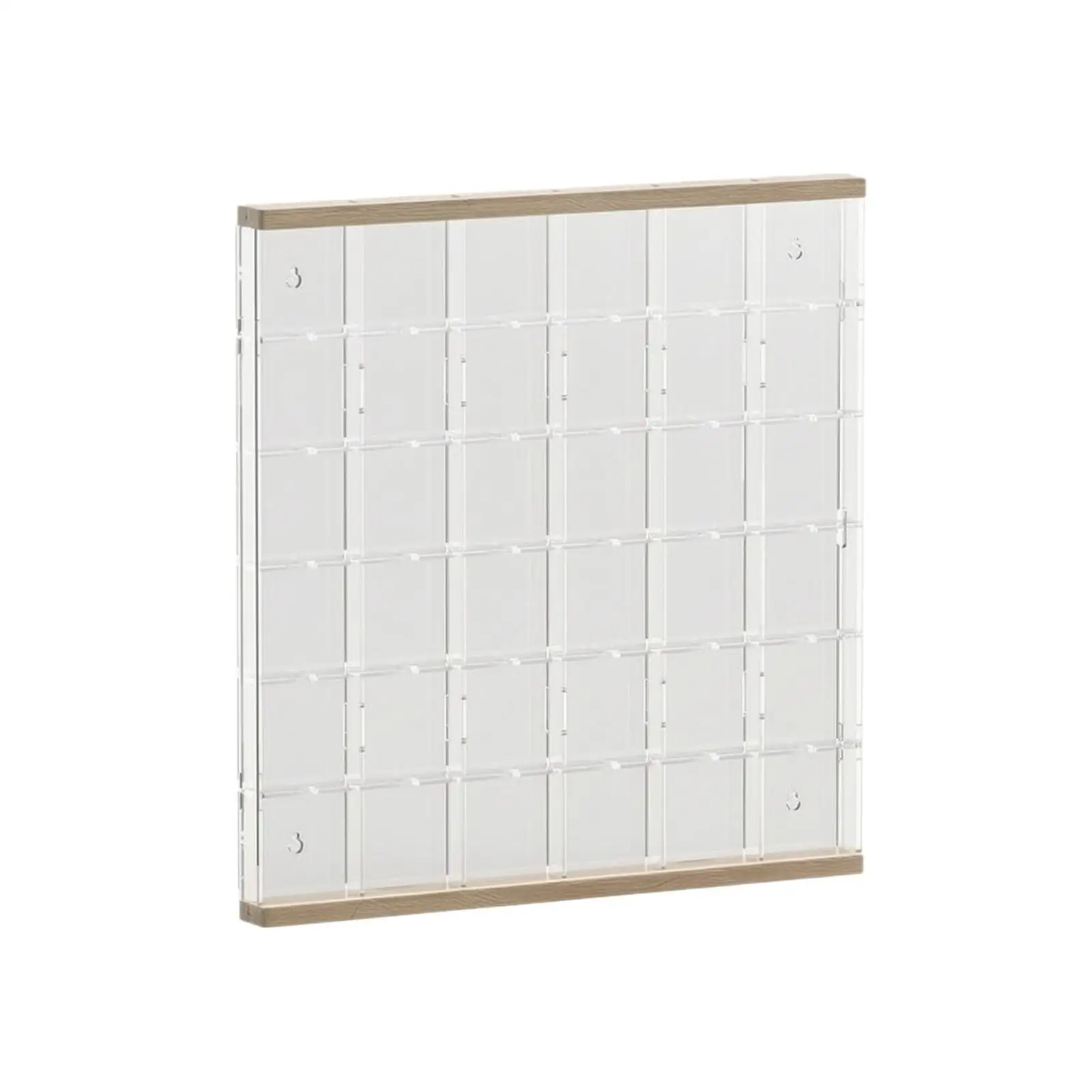 Acrylic Display Case with Wood Trim Wall Hanging Clear Organizer Box for Badges Cards Stickers Collectible Showcase Storage