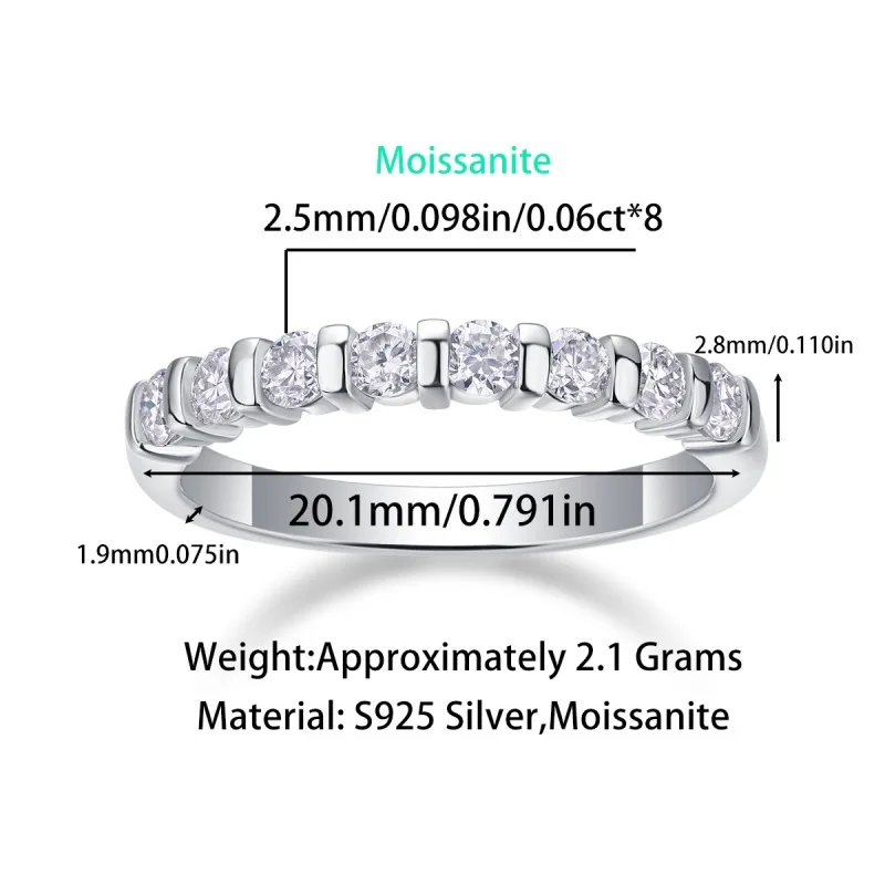 

Apaison Total 0.48 ct Moissanite Ring 18K White Gold Classic Jewelry Gift Rings For Women