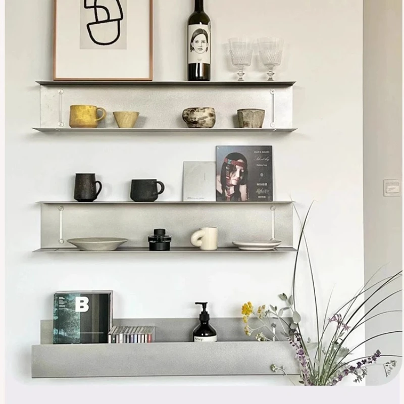 Stainless Steel Wall Storage Rack Multi-layer Floating Display Rack Minimalist Wall Mounted Shelves for Living Room Home Decor