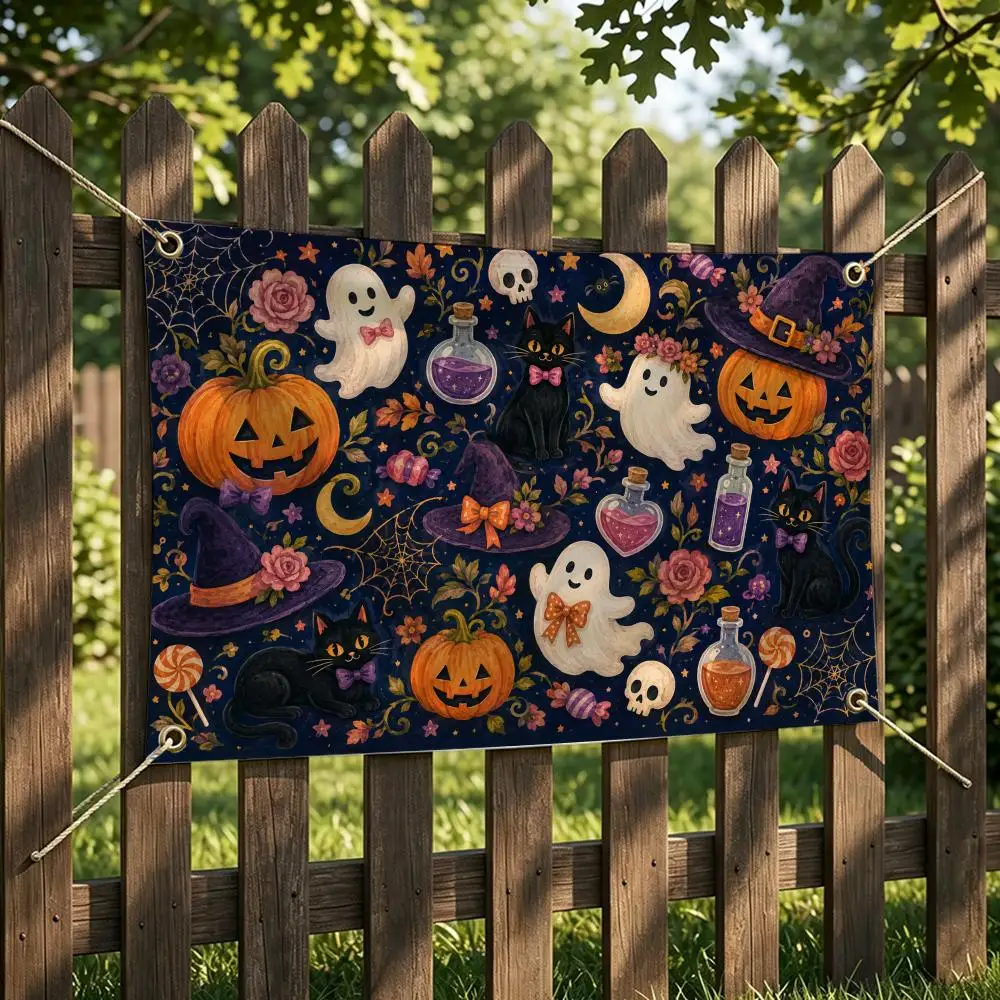 Sweet Halloween Magic Garden Flags are suitable for homes, bars, hotels, birthday parties, fan support, and themed collections