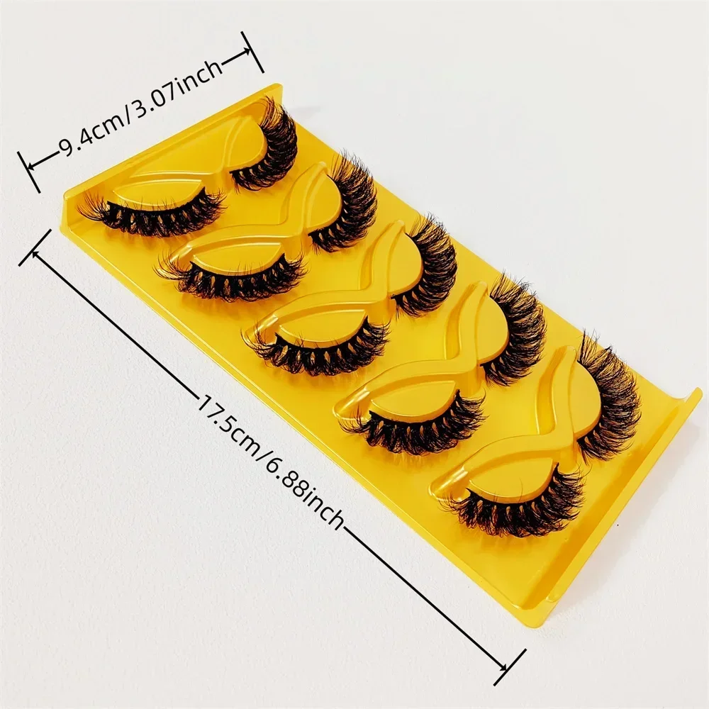 5 Pairs False Eyelashes Cat Eye Wispy End Eye Elongated Thick Faux Mink Lashes Fluffy Short Natural Fake Lashes