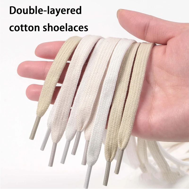 Flat Cotton Shoelaces, Double-Layer Durable Replacement Laces, Multi-Color Shoelaces for Sneakers, Casual Shoes & Boots