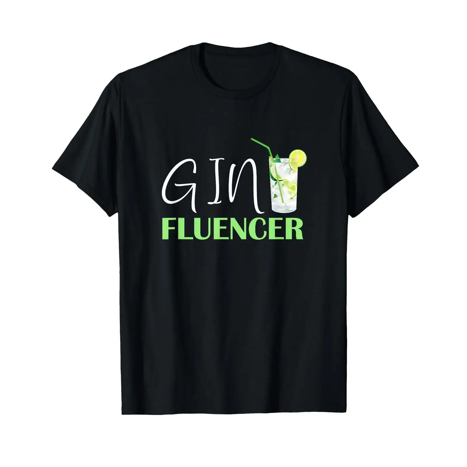 GINFLUENCER Gin Tonic Cocktail Juniper Schnapps Alcohol T Shirt vintage Washed streetwear Soft Unisex Casual graphic Slightly