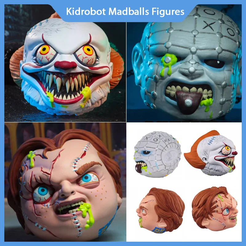 In Stock Kidrobot Madballs Foam Horrorballs Movie Figures  Chucky Pennywise Pinhead Toy Art Model Collection Ornaments Gift