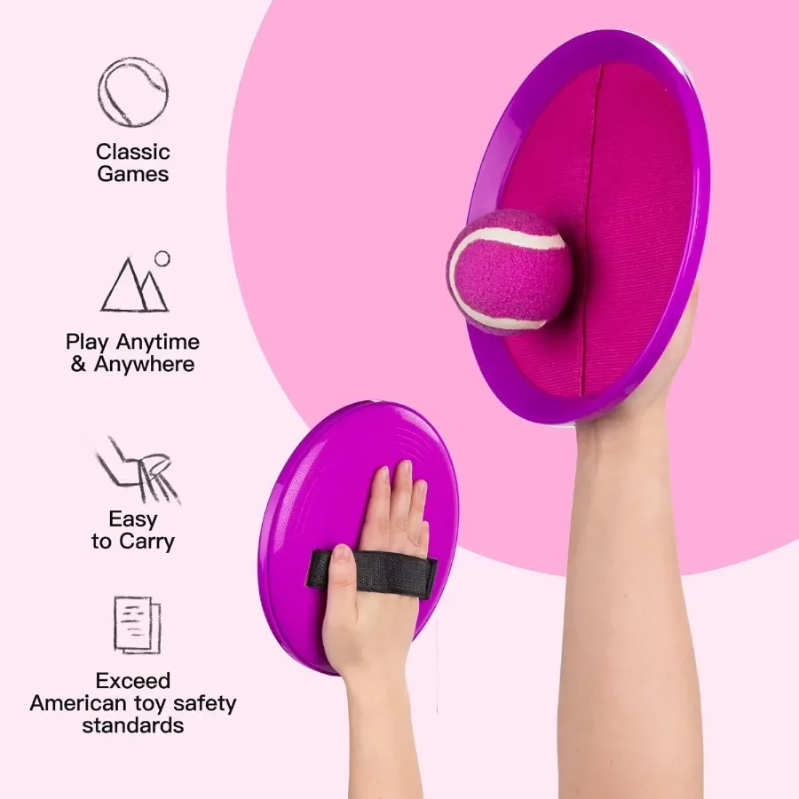 Toss and Catch Ball Game Set - Indoor and Outdoor Games for Kids 3-12, Beach Sand Pool Water Toy Includes 2 Paddles 2 Sticky Bal