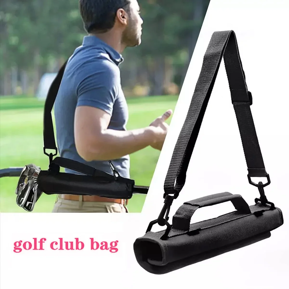 

Mini Lightweight Nylon Golf Club Carrier Bag Carry Driving Range Travel Bag Golf Training Case with Adjustable Shoulder Straps