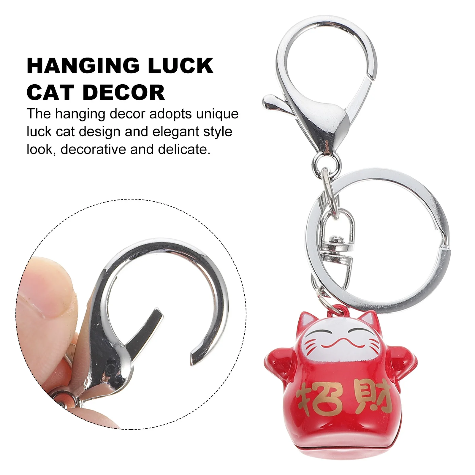 

3Pcs Luck Cat Pendant Ornament Hanging Decor Keychain Portable Compact Design Small Size Lightweight Easy Carry