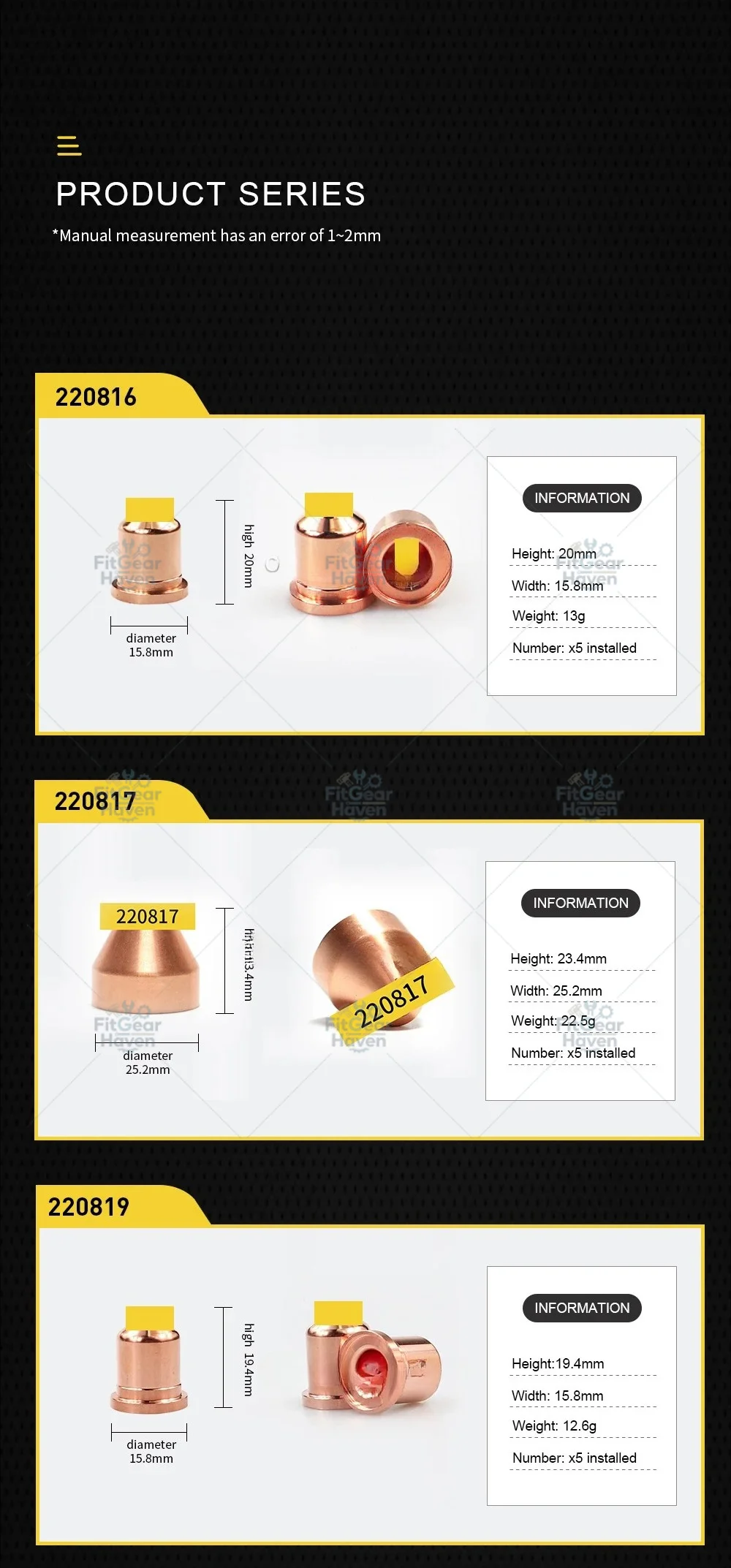 Suitable for high-quality 105 cutting torch body 228716 plasma cutting consumables 45A-105A