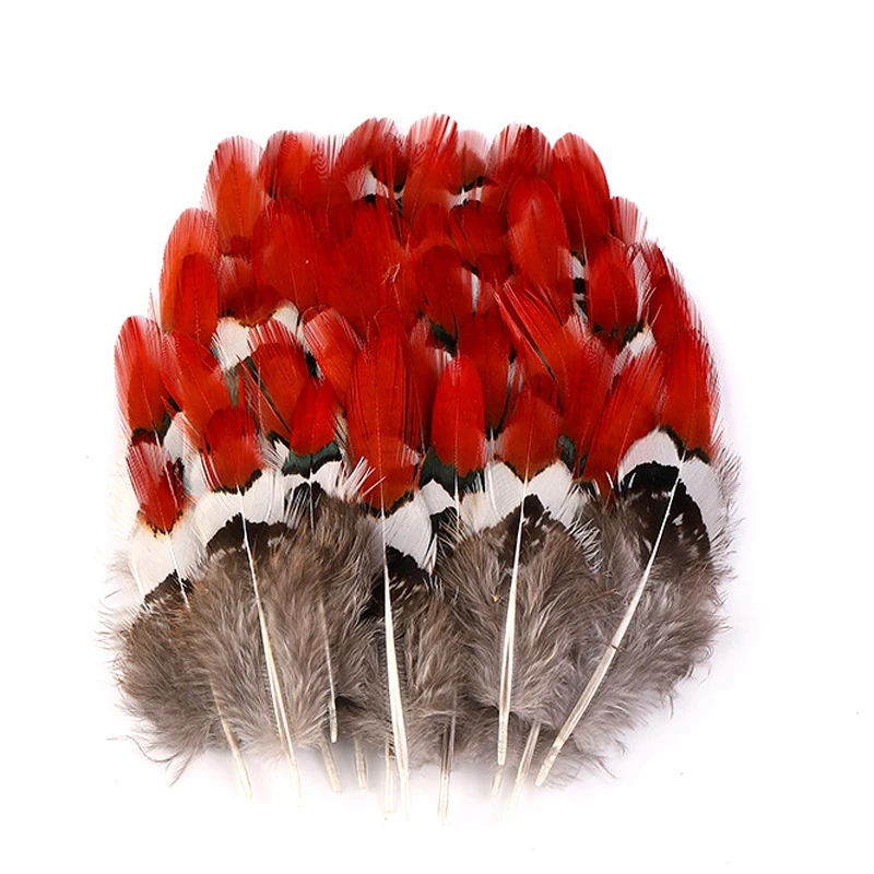 

100Pieces,SHORT NATURAL Orange TIPPED LADY AMHERST PHEASANT Feathers 5-9cm Craft/Bridal/Halloween/Hats