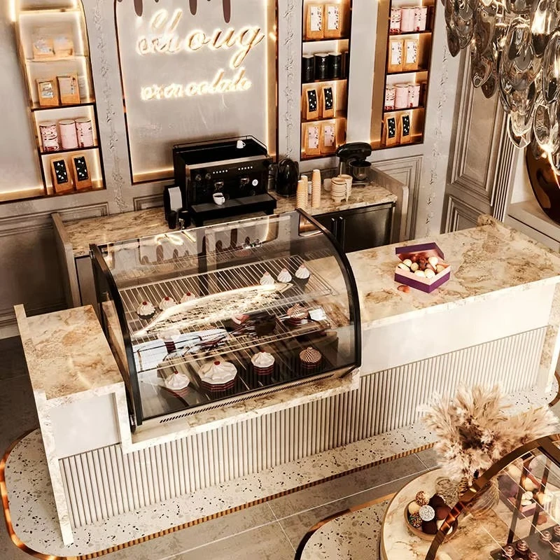 

Custom Sweet Glass Showcase Candy Store Decoration Chocolate Countertop Display Chocolate Shop Design