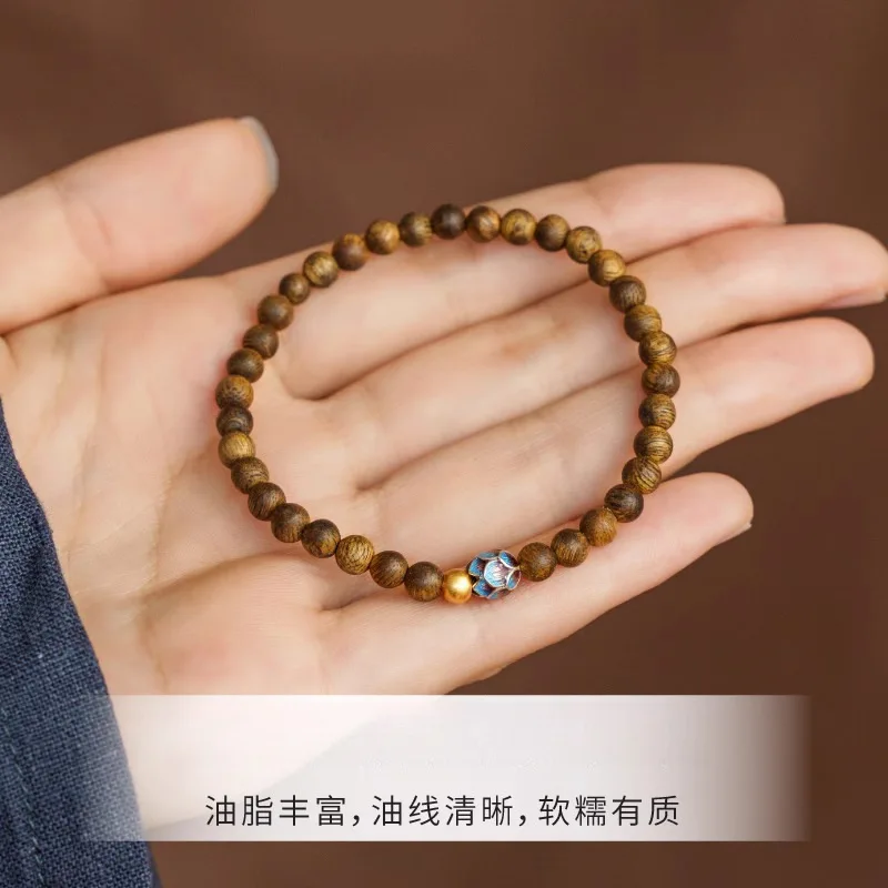 Agarwood Buddha Beads Women's Bracelet, Fun Collectible, Burnt Blue Lotus Luck-Attracting Beads - view 2