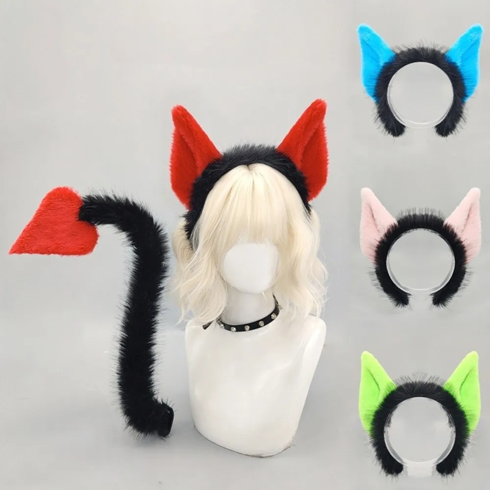 Casual Bentable Halloween Costume Cosplay Props 3D Furry Cat Ears with Belt DIY Devil's Sweetheart Tail Hallowmas