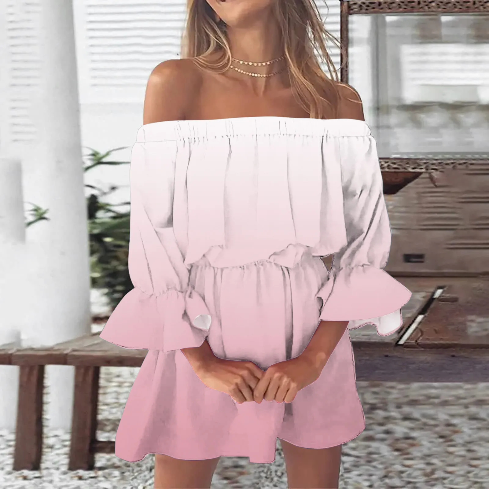 Zomer Sexy Off Shoulder Boho Jurken Vrouwen 2024 Casual Losse Pasvorm Tuniek Zomerjurk Vrouw Strandvakantie Mini Korte Jurk