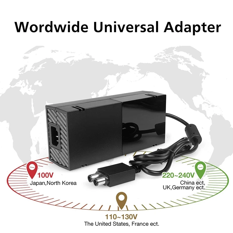 สำหรับ Xbox One พาวเวอร์ซัพพลายอิฐพร้อมสายไฟตัวแปลงไฟ AC อะแดปเตอร์เปลี่ยนปลั๊กเรา