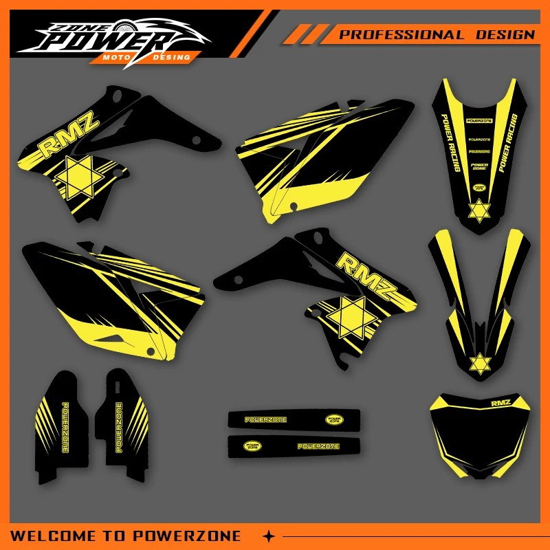 

POWERZONE мотокросс команда графический фон наклейки наборы наклеек для SUZUKI RM-Z RMZ 250 2018-2010 RMZ 250 индивидуальный номер 01