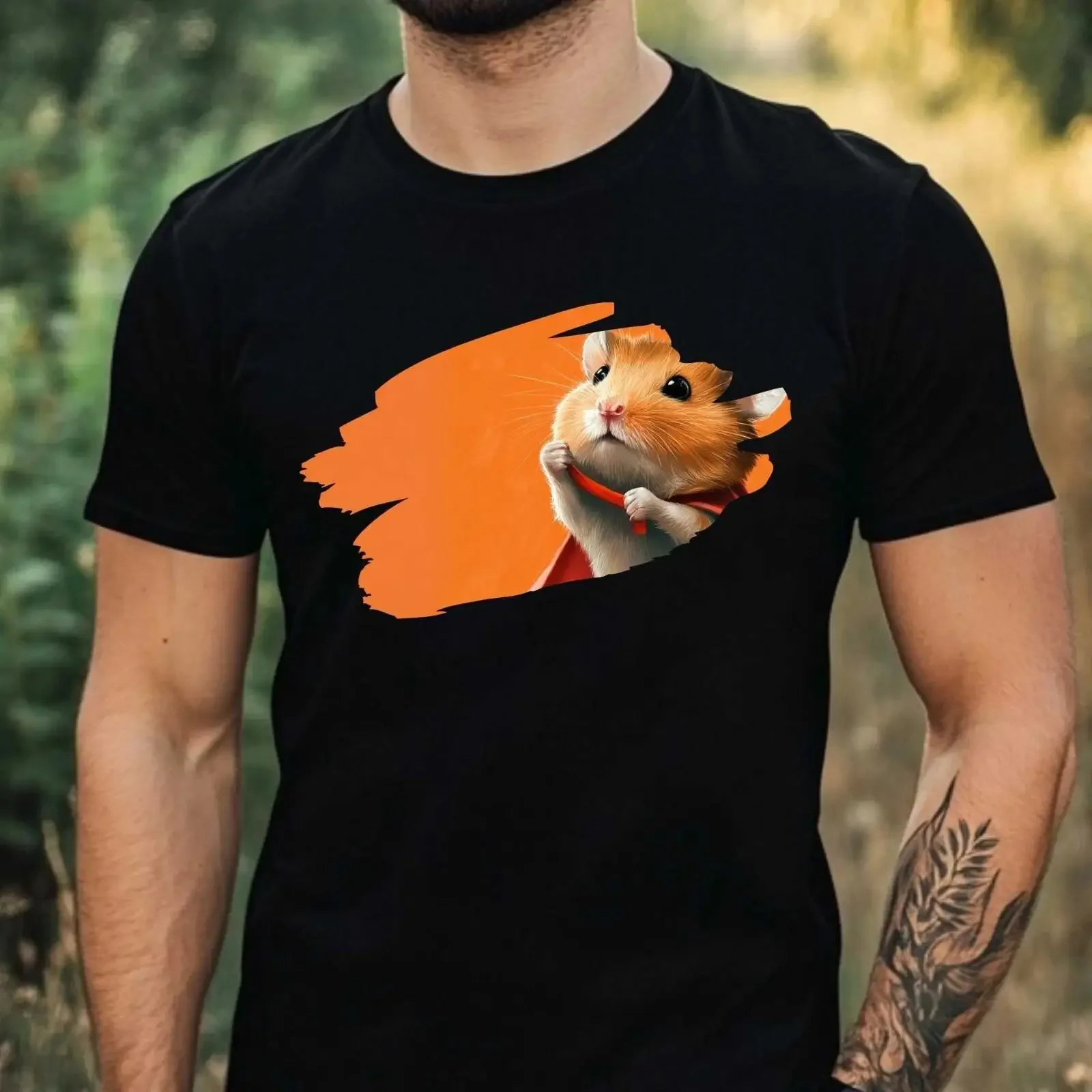 T Shirt Herren Superhelden Hamster Motiv Baumwolle Größe XS bis 5XL vintage Washed Comfortable graphic Stylish Breathable