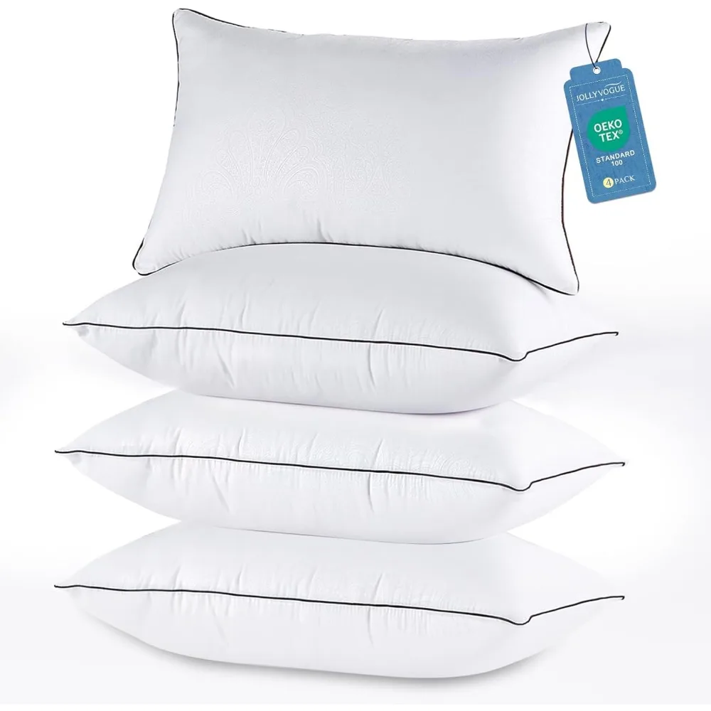 

Queen Size Bed Pillow Set of 4, Soft Supportive Down Alternative Filling for Side Back Sleepers, Hotel Quality