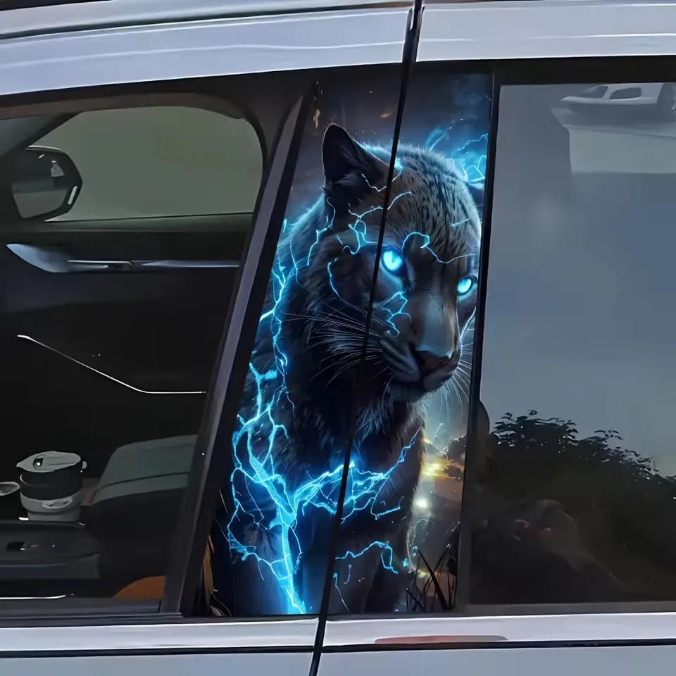 

Black Cat Lightning Car Sticker - Highlight Flash Anime Fantasy Design, Waterproof Self-Adhesive B-Pillar Sticker